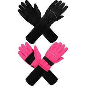 2 Pack Long Kids Winter Ski Gloves Waterproof Snow Gloves Thick Mitten Gloves